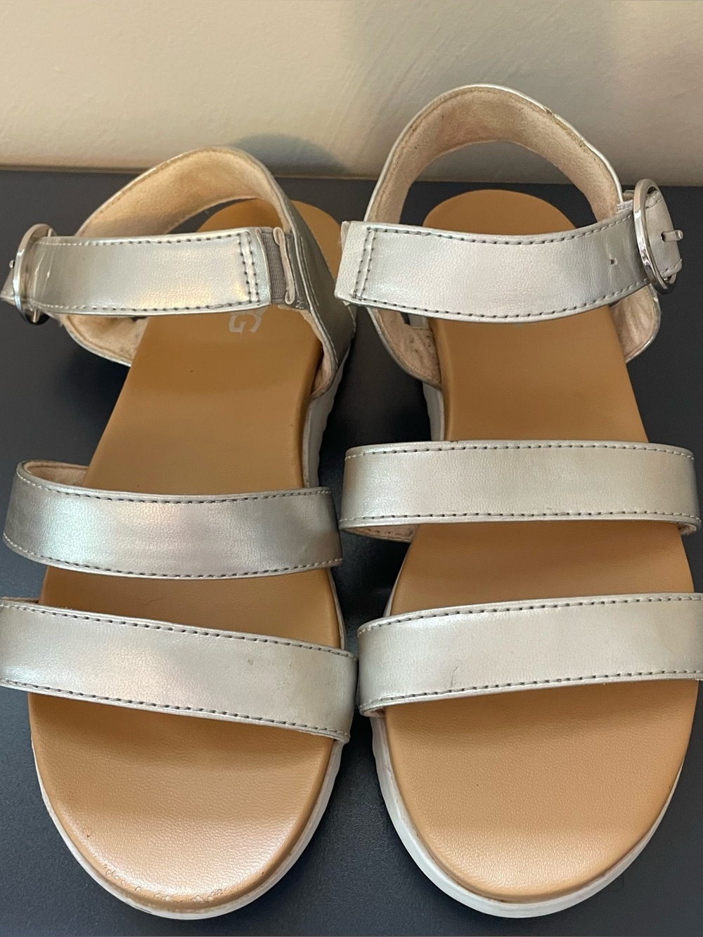 UGG Girls Silver Metallic Sandals Size 3